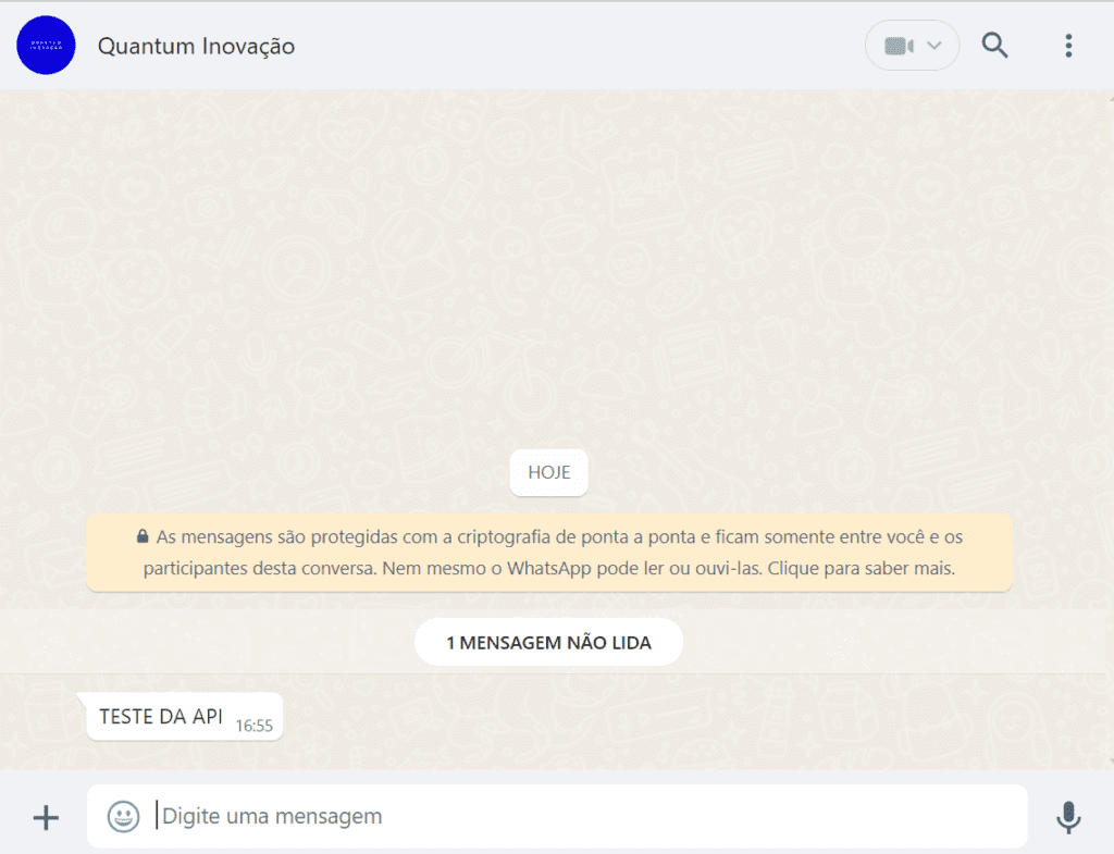 Recebendo teste da sua API de Whatsapp